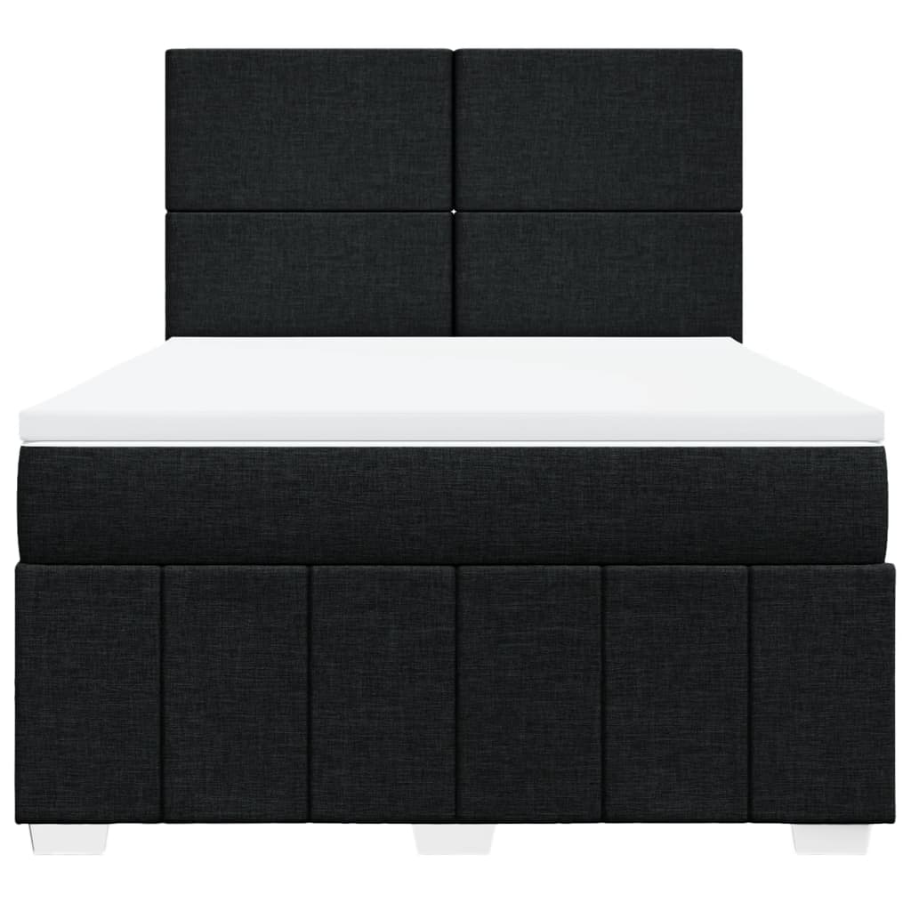 Box Spring Bed with Mattress Black 140x190 Cm Fabric