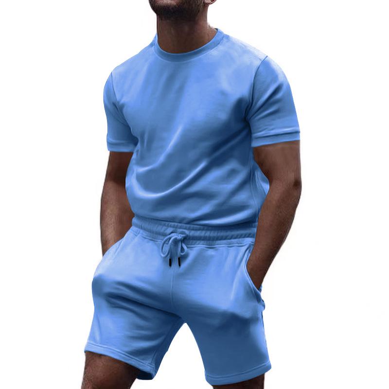 2023 European Style Men's Casual Two-Piece Set: Short-Sleeved T-Shirt & Shorts