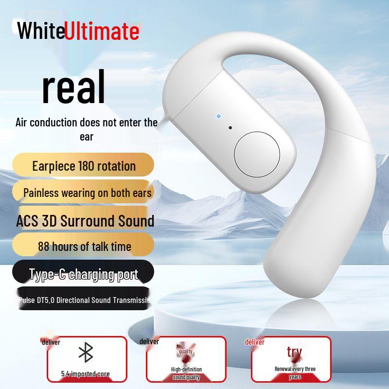 In-Ear Bone Conduction Wireless Bluetooth Headphones: Sweatproof, Ultra-Long Battery, for Running & Sports, Compatible with Apple & Android.