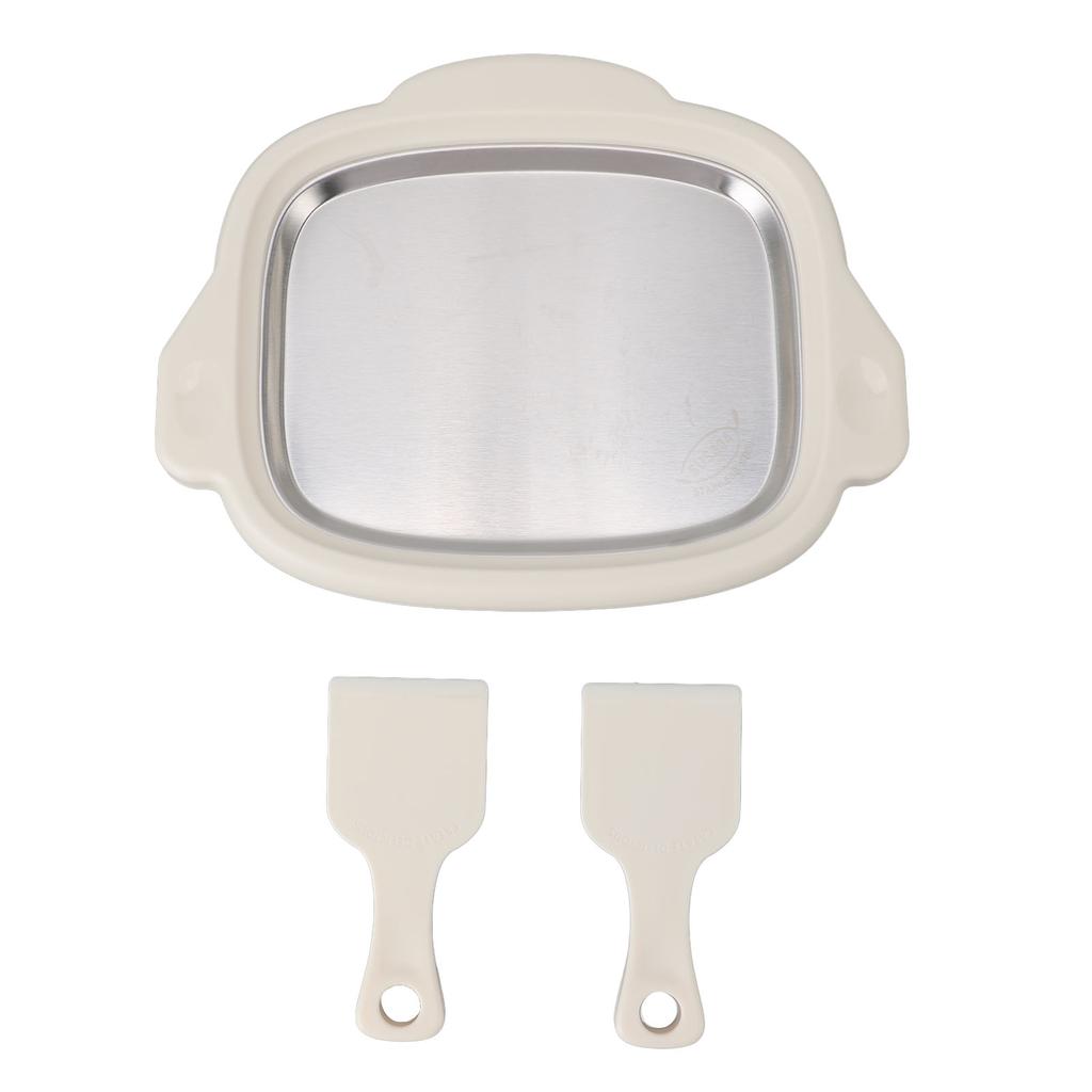 Ice Stir Frying Machine with 2 Shovels 304 Stainless Steel Plate Rolled Ice Cream Maker Fried Yogurt Machine for Home