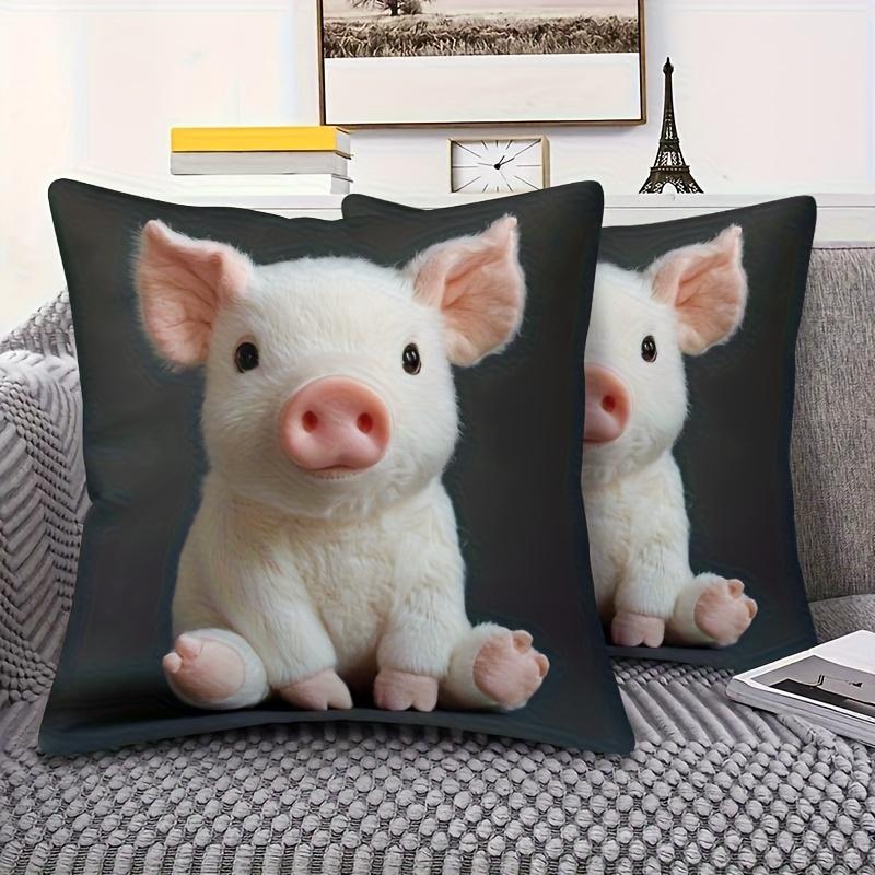 1Pc Cute Little Pig Print Throw Pillow Cover,Suitable For Sofa,Bedroom,Living Room,A Funny Gift For Pet Lovers