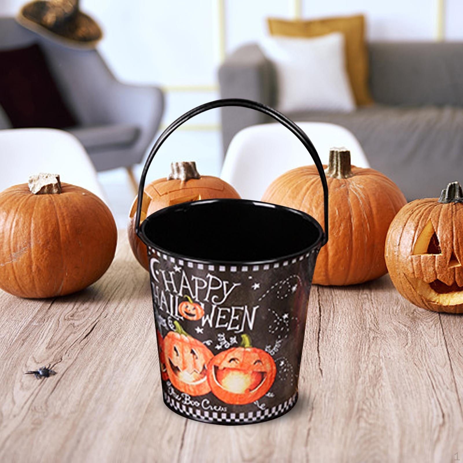 

Halloween Pumpkin Buckets Trick or Treat Bucket Candy Basket Portable Holder for small