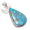 Tibetan Turquoise Gemstone 925 Sterling Silver Jewelry Pendant 2.25"