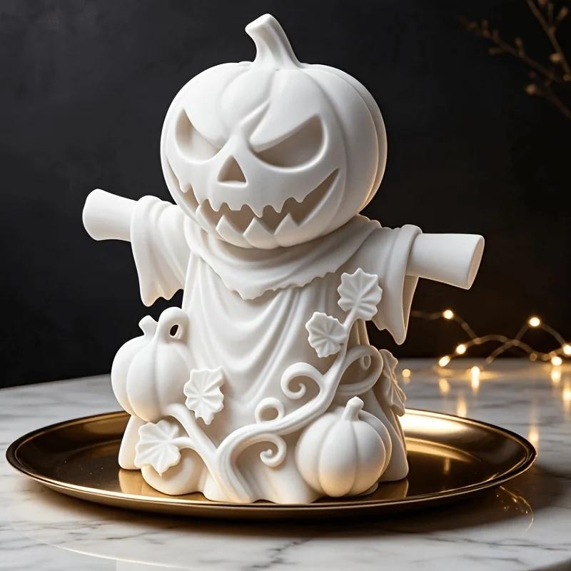 Gothic Pumpkin Scarecrow Figurines 3D Printed Miniature Halloween Leaf Spooky Lantern Statues Desktop Ornaments Home Decor Gifts