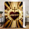Sacred Heart with Cross and Thorns Print Blanket Soft and Cozy Perfect for the Living Room Bed Sofa or a Nap,gift