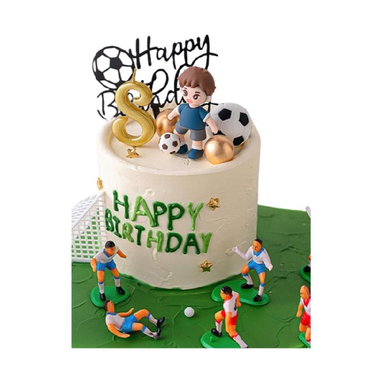 Boys Birthday Party Cake Toppers Football Inspired Decorations Durable Food Safe Plastic Materials Display Ornament