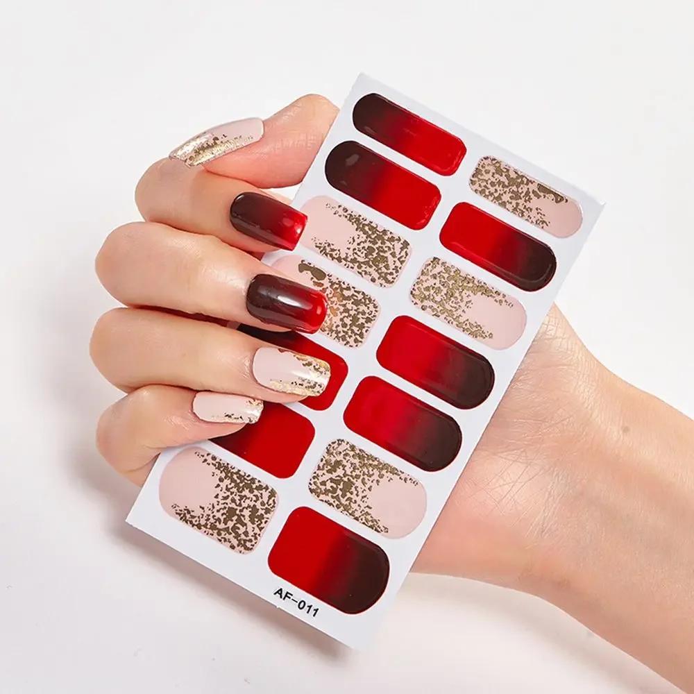 Long Lasting Manicure Self Adhesive Press On Nail Nail Polish Strips Full Nail Wraps Nail Sticker Nail Art Decal for Women Girls