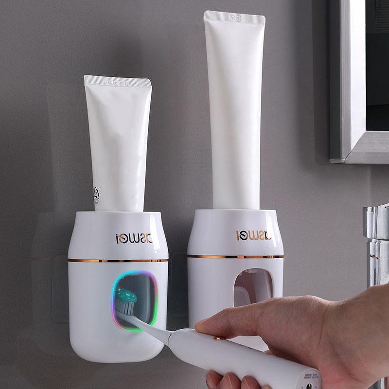 Upgrade Your Bathroom with This 1pc Toothpaste Squeezer and Storage Rack - Automatic Toothpaste Refills Made Easy!