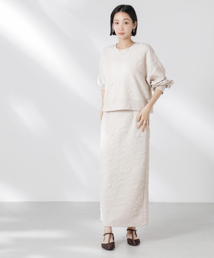 Nano Universe Fukure Jacquard Cut Narrow Skirt be paired with other F 037 Ivory Women's (Can items) 673-5130300