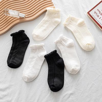Ladies Spring and Summer Lovely Lace Solid Color All Match Socks