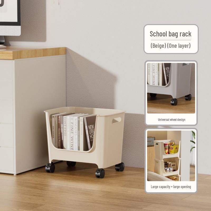 Stackable Multi-Layer Storage Shelves: Under Table Organizer with Wheels for Snacks, Drinks, Toys, and More