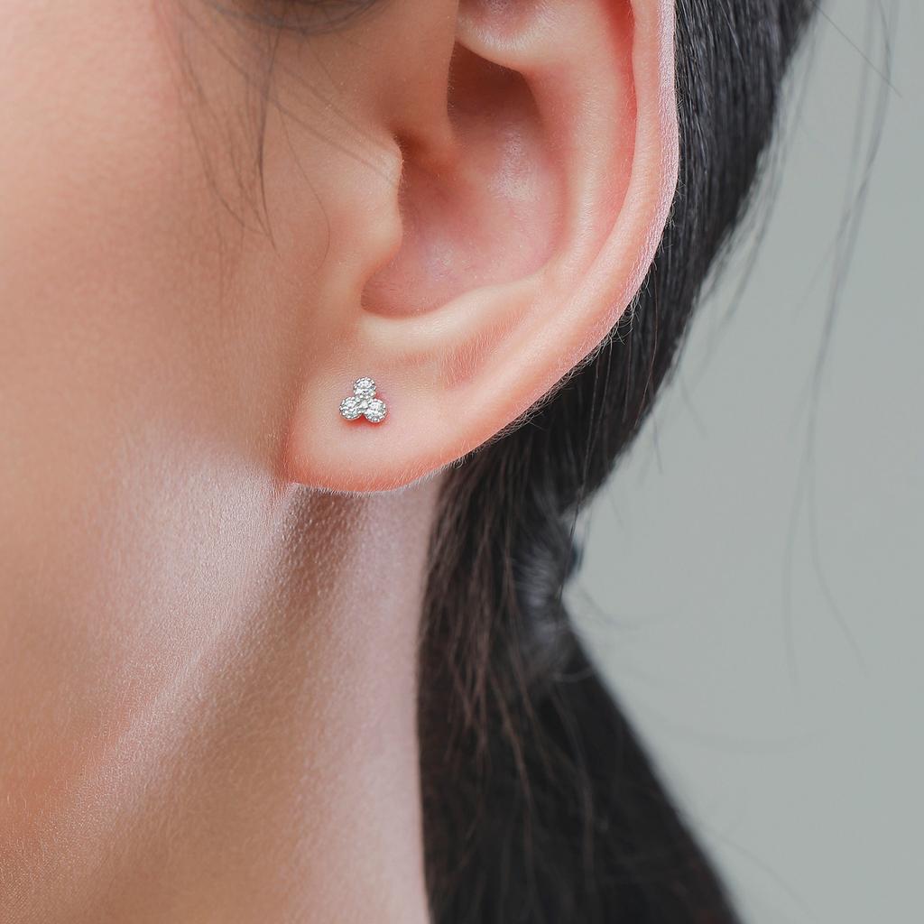 Modian 100% 925 Silver Simple Round Sparkling Clear CZ Tiny Small Stud Earrings For Women Wedding Jewelry Gift Brincos