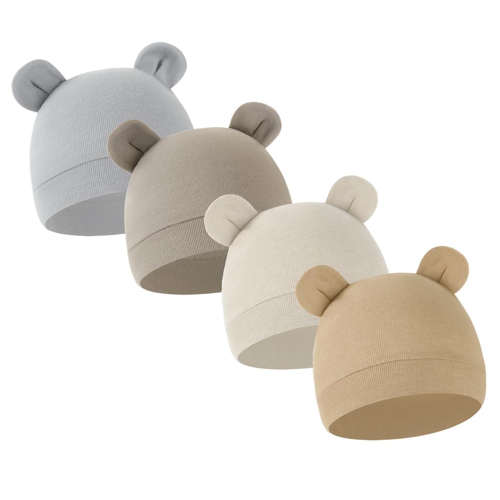 Newborn Baby Solid Color Single Layer Mickey Hat Cute Ear Pullover Cap for Baby Boys Girls