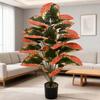 1PC Color Blocking Artificial Tropical Plants with 24Leaves Fake Plant Ornamental Holiday Home Office Outdoor Decoration