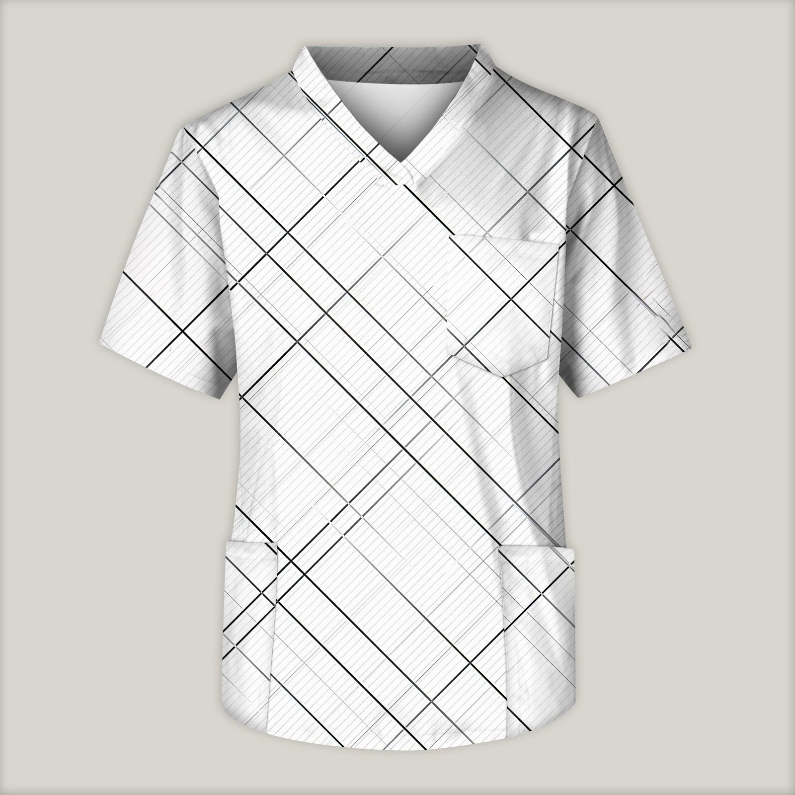 

Мужская рабочая блузка с короткими рукавами и v-образным вырезом с принтом, топ с нагрудным карманом XXXXXL белый