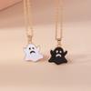 Cute Enamel Halloween Ghost Pendant Necklace for Women Girl Chain Necklaces Holiday Jewelry Gift