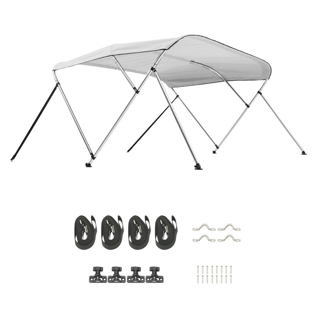 3 Bow Boat Bimini Tops 72"Lx(85"-90")W x 46"H Awning Canopy Light Grey