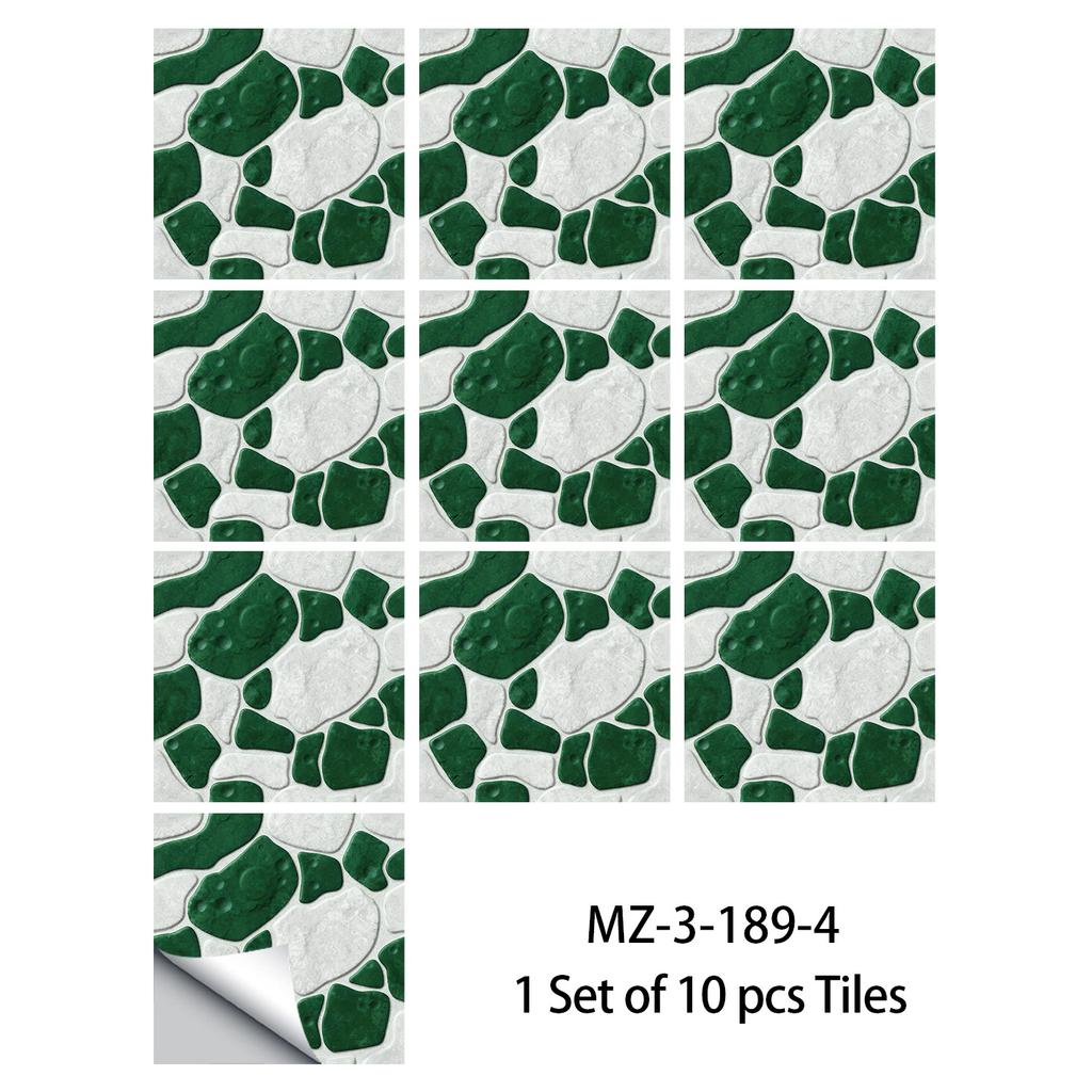 10Pcs  Cobblestone Tile Stickers - Modern Irregular Pebble Design Wall Decals - Waterproof Self-Adhesive PVC Mural for Kitchen Bathroom DIY Decor