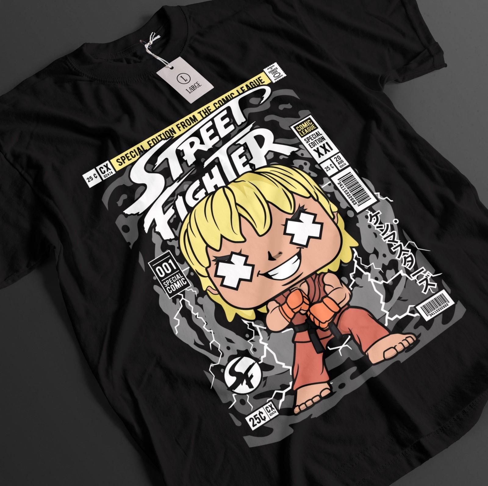 Street Fighter Shirt Ken Tshirt Chun Li T-Shirt Mens Womens Tees Top Juri Han Top Fighting Anime Tee M