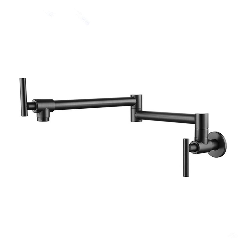 Tuqiu Rose Gold Pot Filler Tap Wall Mounted Foldable Kitchen Faucet Single Cold Sink Tap Rotate Folding Spout Chrome Gold Brass