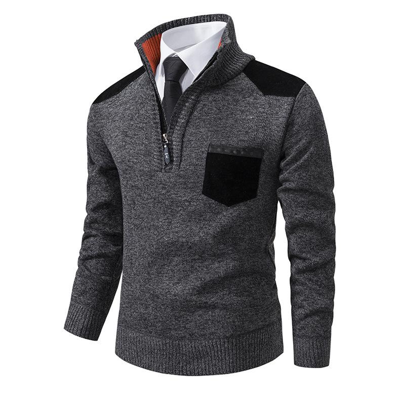 Autumn and Winter Tops Men's Stand-up Collar Thickened Sweater Knitted Sweater Pullover Plus Size Knitted Top Men's