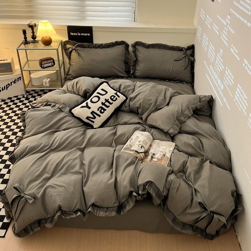 Cross-border E-commerce Exclusive Embroidered Patchwork Bed Set - Bowknot Lace Series
