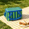 Striped Picnic Tote Bag Insulated Lunch Cooler Bag Portable Handheld Thermal Storage Bag for Outdoor Activities Beach Camping