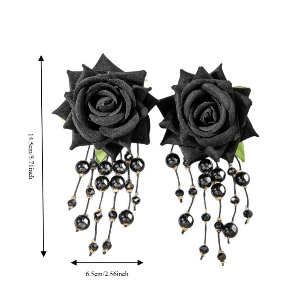 Beads Tassel Flower Earrings Temperament Women Jewelry Fashion Drop Earrings  Party