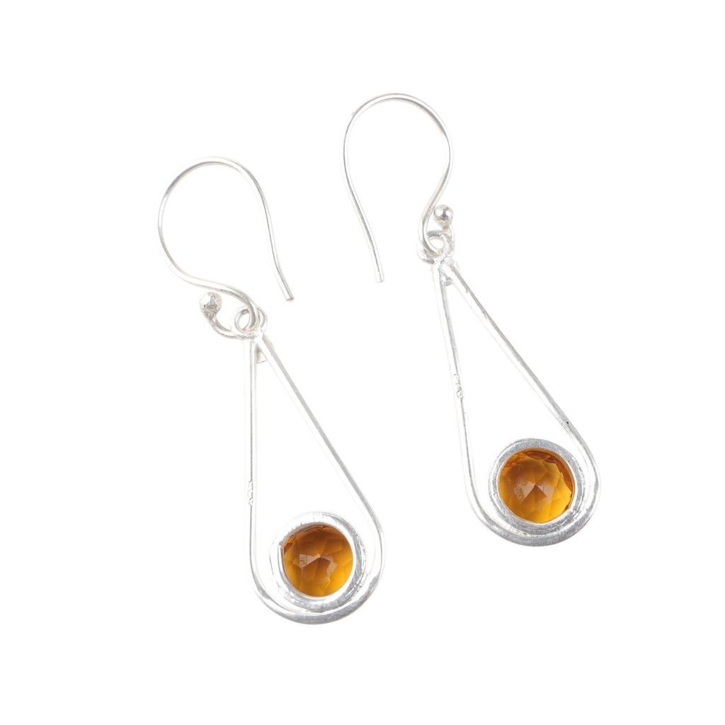 Citrine Gemstone 925 Sterling Silver Jewelry Handmade Drop/Dangle Earrings 1.76" EE-126-2