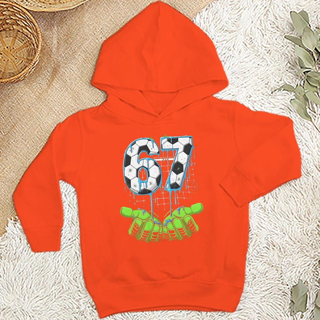 Kids Clothes Funny 6 7 Memes Football Hooded Shirt Six Seven Football Printed Trendy Funny Hoodies