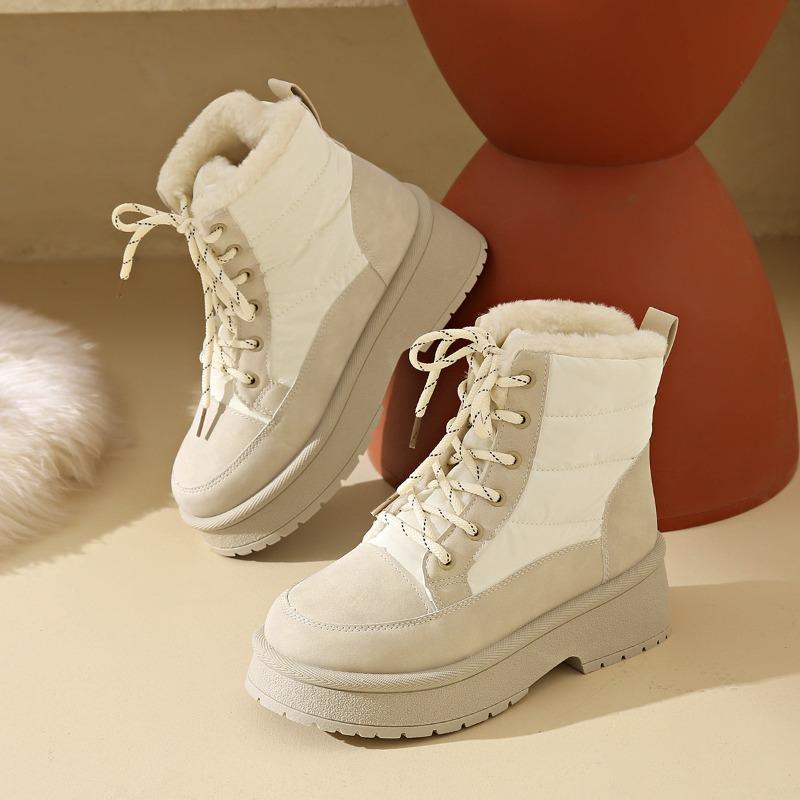 Fashion Snow Boots Women 2025 New Platform Lace-up Winter New Chinese Thickened Northeast Warm Booties