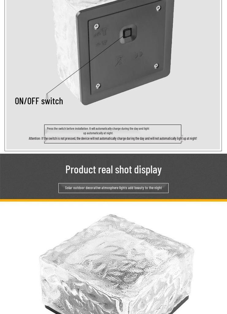 Solar 4-LED Ice Brick Paving Light for Outdoor Courtyard Décor