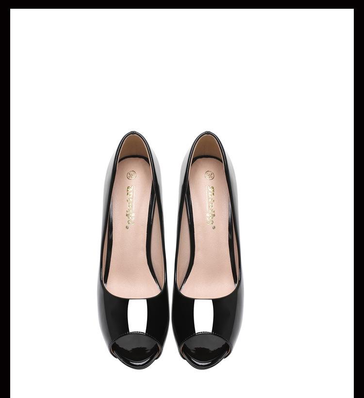 Women's High Heel Stiletto Peep Toe Platform Patent Leather Nightclub Shoes