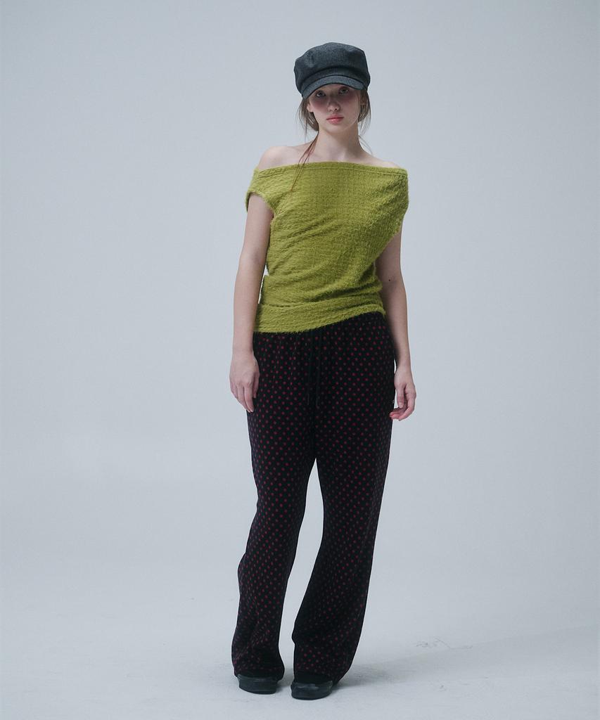 FUNFROMFUN Dot Banding Pants, Black+Pink
