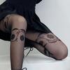 Korea Style Flowers Pantyhose Slim Leg Women Thin Tights Summer Autumn Retro High Elastic Ladies Long Thigh Stockings Woman