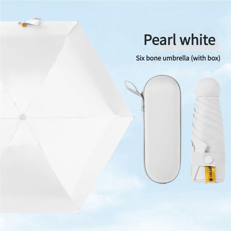 Mini Capsule Umbrella Portable Five Fold Umbrella Sun Rain Dual Use Sunshade Pocket Sun Umbrella Women Anti Sun Anti UV Fold Sma