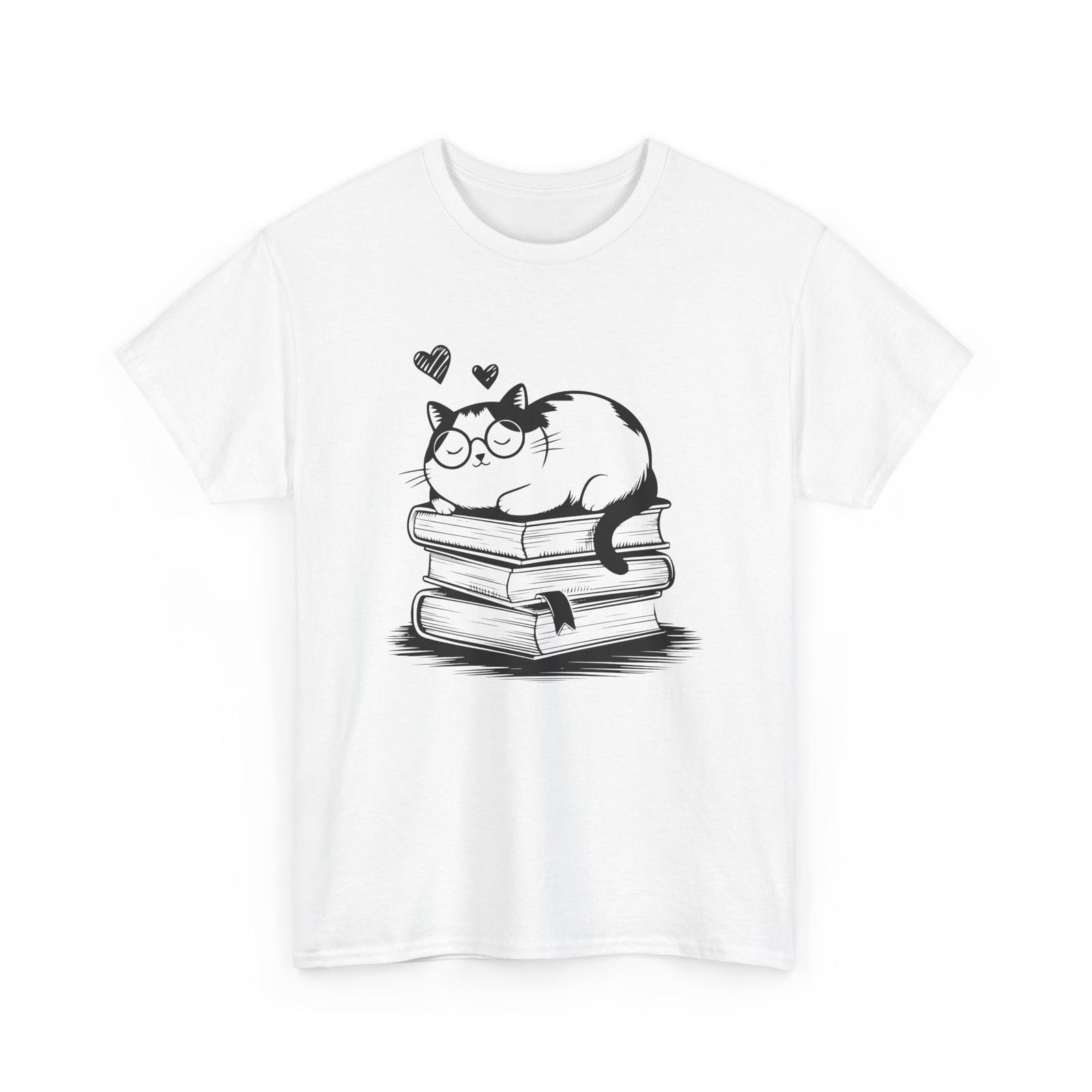 Книжная футболка | Футболка для книголюба | Футболка с кошкой и книгой M