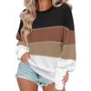 Ladies' Striped Printed And Winter Sportswear Pullover Top Loose Hoodie Long Sleeved Casual
