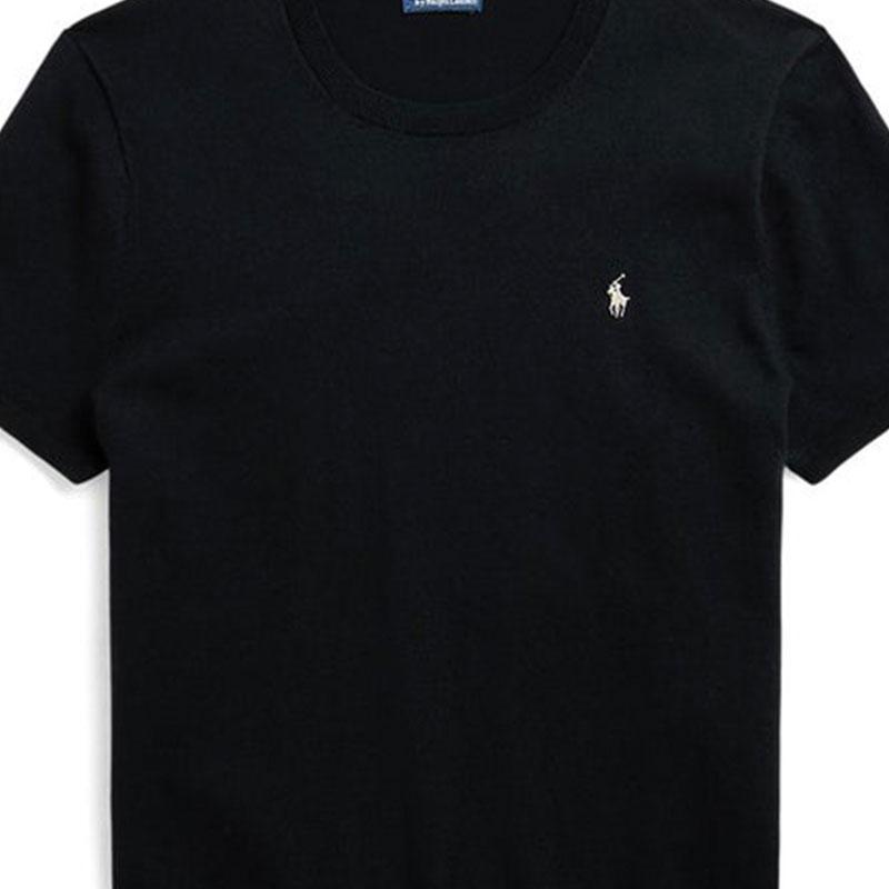 Жіноча футболка Polo Ralph Lauren Ss23 з короткими рукавами та вишивкою, чорного кольору, WMPOSWENC020608-001