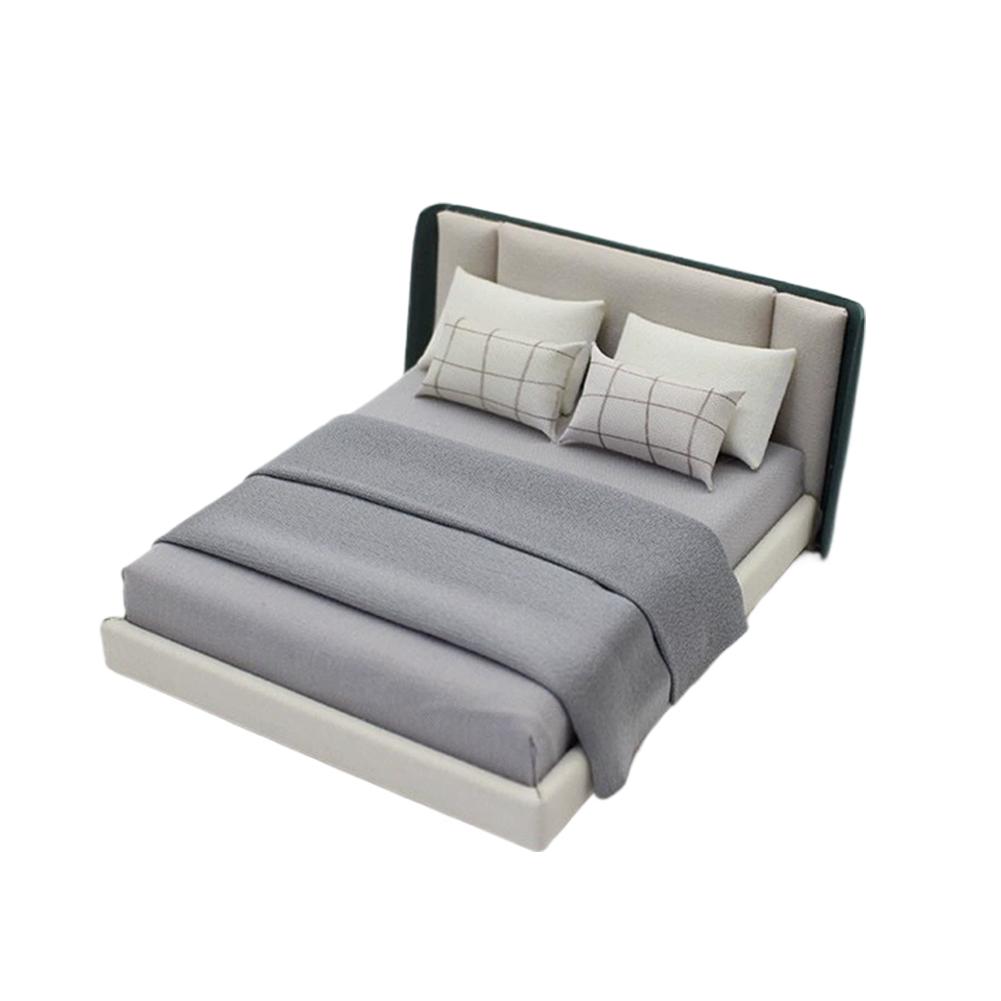 Bedroom Miniature Double Bed And Beddings New Cream Style Miniature Furniture Decoration
