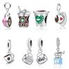 New Arrivals Coffee Cup Afternoon Tea Beverage Series Copper Dangle Charm Fit Original Bracelet Memorial Jewelry Gifts