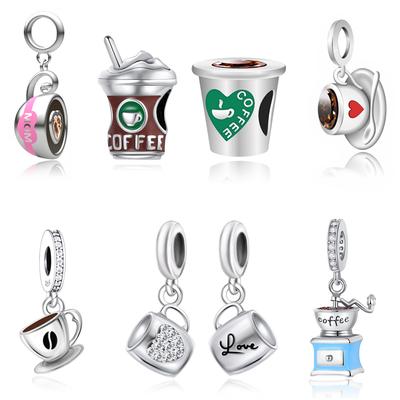 New Arrivals Coffee Cup Afternoon Tea Beverage Series Copper Dangle Charm Fit Original Bracelet Memorial Jewelry Gifts
