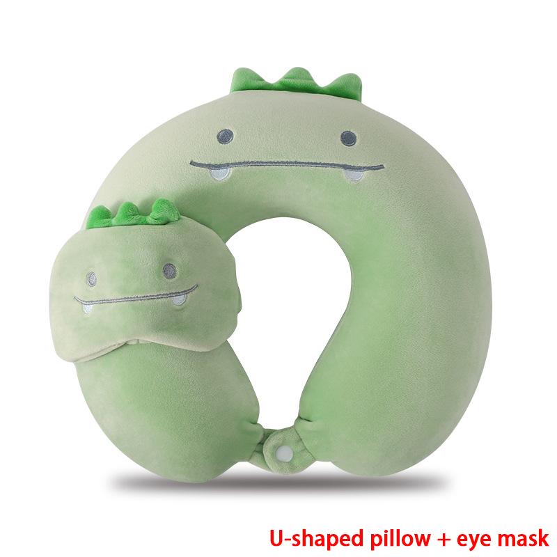 Cartoon U-Shaped Pillow Memory Foam Pillow Core Neck-Protecting Pillow for Airplane Car Travel Portable Office U-Shaped Pillow