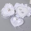 Wedding Rings Holder With Pearls Decors Soft Padding Bride Rings Box For Bridal Essential Ceremony Rings Organizer Case