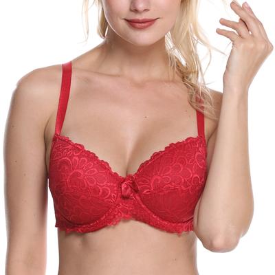 Reggiseno Push Up Anti-Caduta da Donna Riduci i Lati Seno Traspirante Sexy con Fiocco Coppe Intere con Ferretto