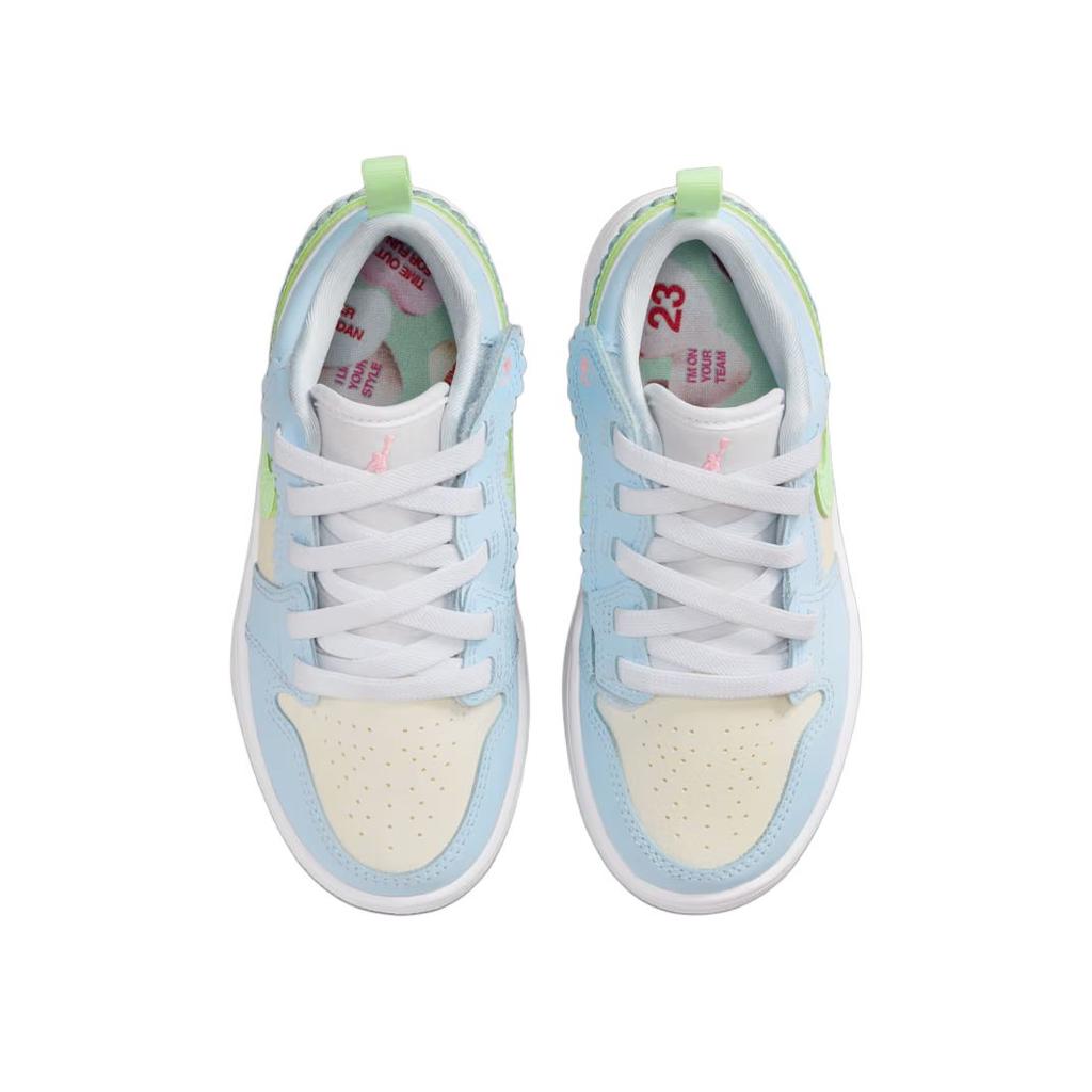 Air Jordan 1 Low Alt SE PS Half Blue Kids Sneakers Sail White Vapor-Green IB7117-403