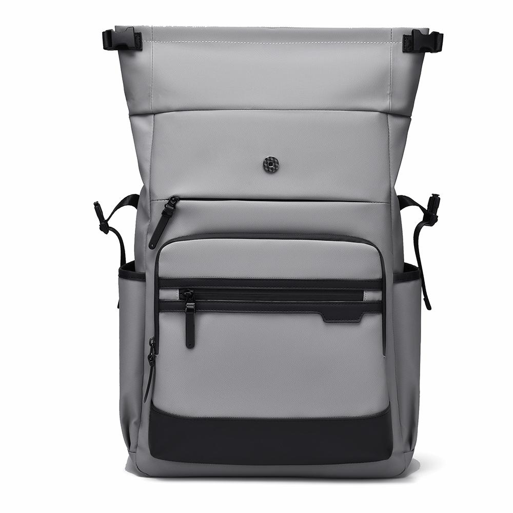 Modern Oxford Fabric Backpack for Men & Women – Minimalist Roll-Top Design with Water-Resistant Material and Multiple Pockets