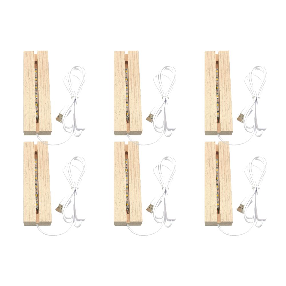 10-1pcs Practical LED Wood Display Base Rectangle Crystal USB Lighted Stand 3D Handmade USB Wooden Base Ornaments Decor