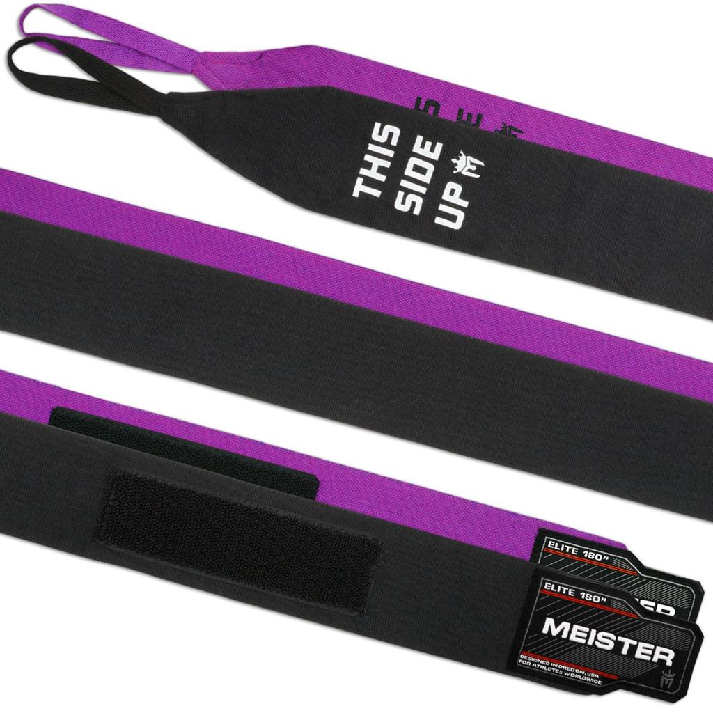 Meister Elite Premium Bandaże Bokserskie dla Dorosłych do MMA Boks 2 Pary Opakowanie z Siatkową Torbą Fioletowe 180" (457 cm) & - - Czarny/Królewski