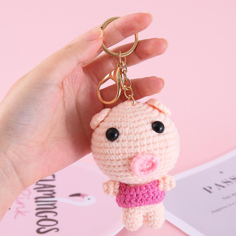 Funny Animal Doll Series Crochet Keychain Creative Knitting Animal Doll Keyrings For Bag Pendant Cute Puppy Knitted Car Keyrings